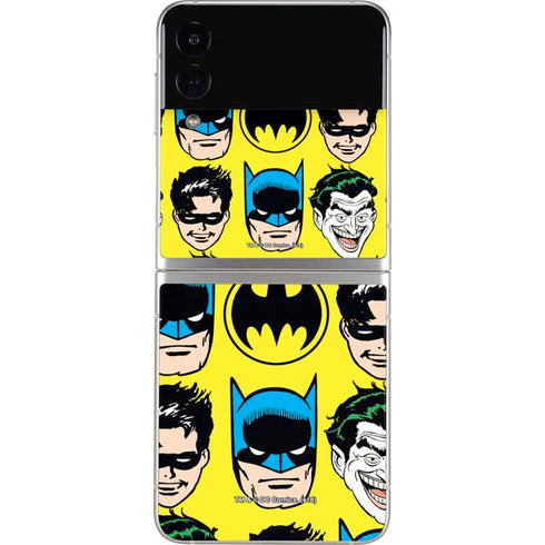 DC Comics Batman Vintage Character Pattern - Joker and Robin Galaxy Z Flip4 5G Skin