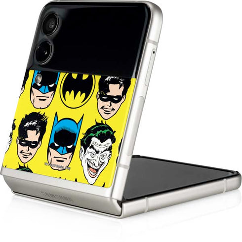 DC Comics Batman Vintage Character Pattern - Joker and Robin Galaxy Z Flip4 5G Skin