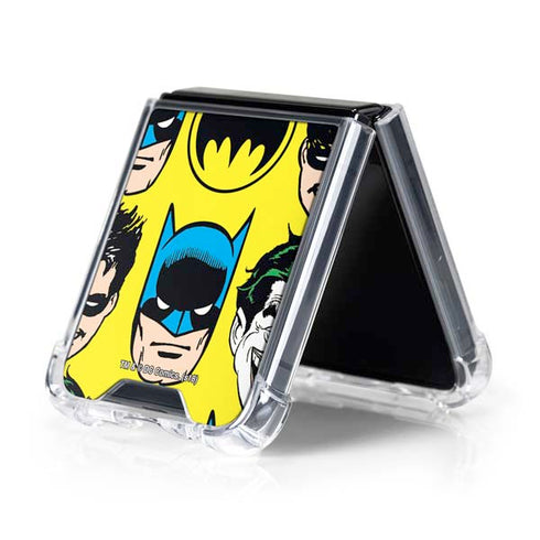 DC Comics Batman Vintage Character Pattern - Joker and Robin Galaxy Z Flip5 5G Clear Case