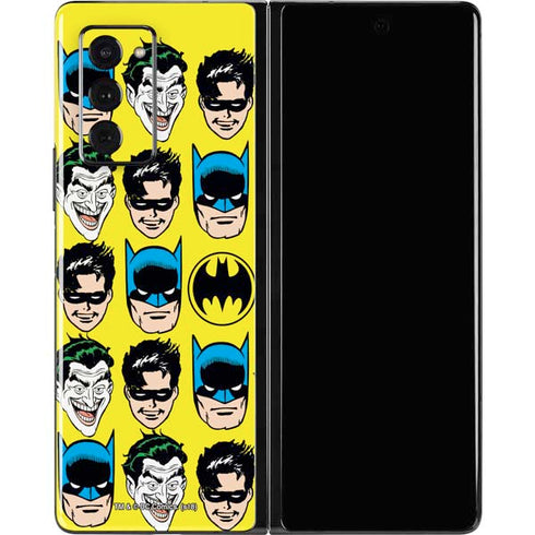 DC Comics Batman Vintage Character Pattern - Joker and Robin Galaxy Z Fold2 5G Skin