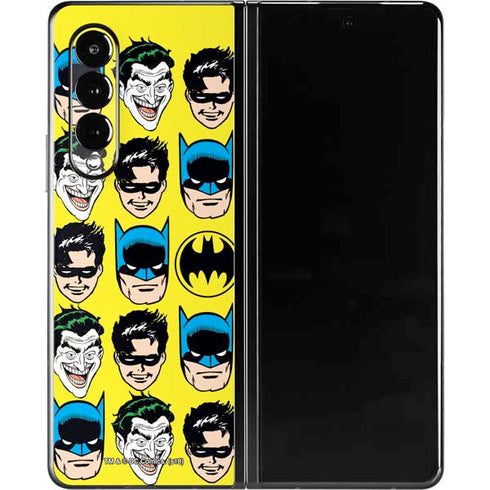 DC Comics Batman Vintage Character Pattern - Joker and Robin Galaxy Z Fold3 5G Skin