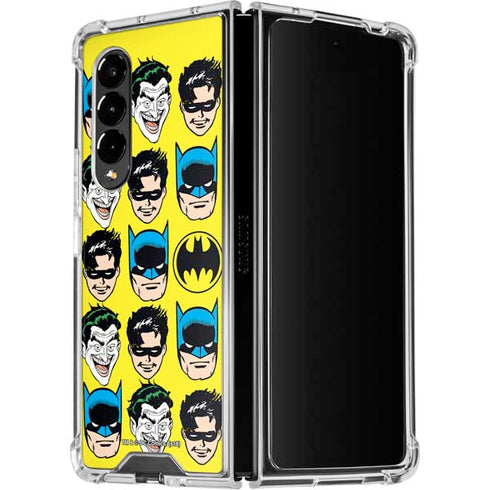 DC Comics Batman Vintage Character Pattern - Joker and Robin Galaxy Z Fold4 5G Clear Case