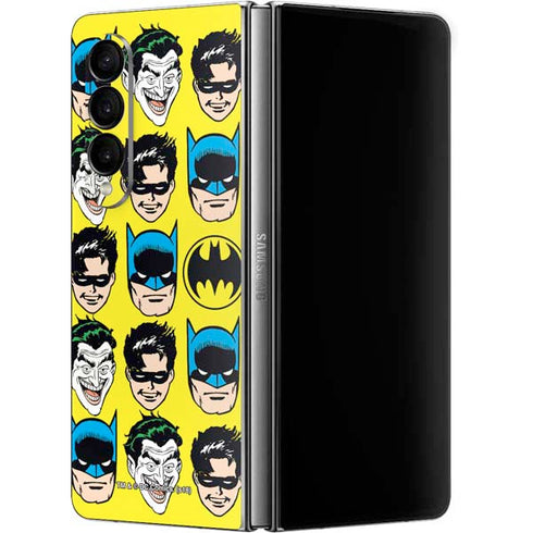 DC Comics Batman Vintage Character Pattern - Joker and Robin Galaxy Z Fold4 5G Skin