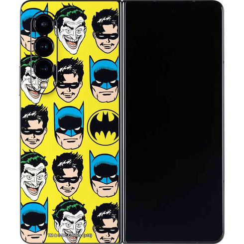 DC Comics Batman Vintage Character Pattern - Joker and Robin Galaxy Z Fold4 5G Skin