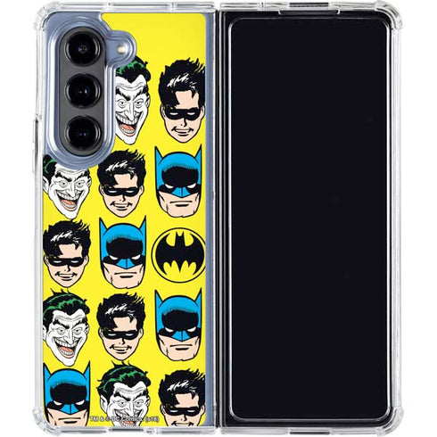 DC Comics Batman Vintage Character Pattern - Joker and Robin Galaxy Z Fold5 5G Clear Case