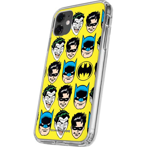 DC Comics Batman Vintage Character Pattern - Joker and Robin iPhone 11 Clear Case