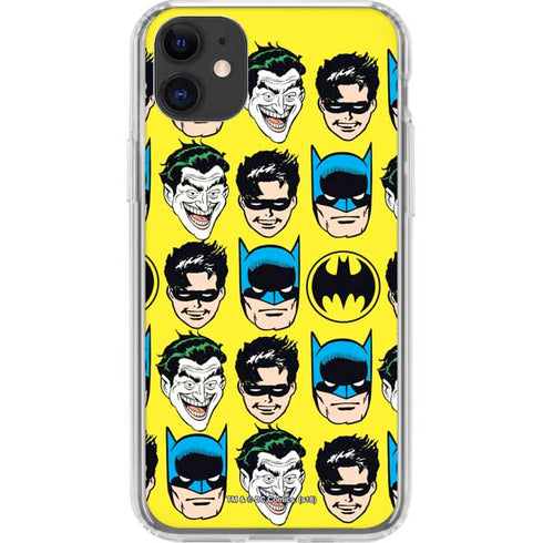 DC Comics Batman Vintage Character Pattern - Joker and Robin iPhone 11 Clear Case