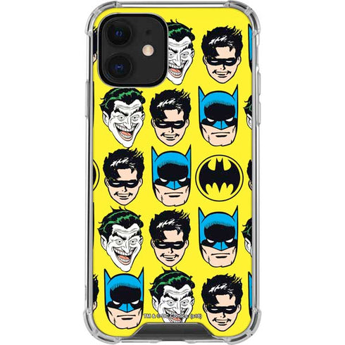 DC Comics Batman Vintage Character Pattern - Joker and Robin iPhone 12 Clear Case