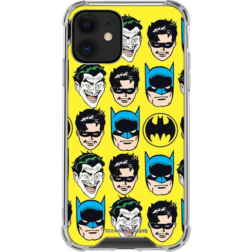 DC Comics Batman Vintage Character Pattern - Joker and Robin iPhone 12 Mini Clear Case