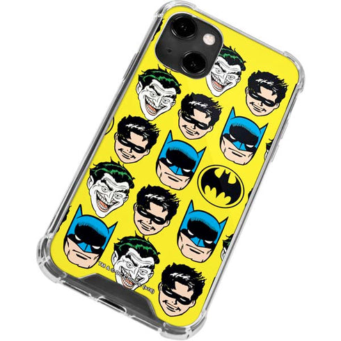 DC Comics Batman Vintage Character Pattern - Joker and Robin iPhone 13 Clear Case
