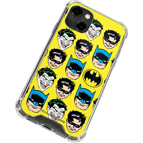 DC Comics Batman Vintage Character Pattern - Joker and Robin iPhone 14 Clear Case