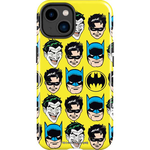 DC Comics Batman Vintage Character Pattern - Joker and Robin iPhone 15 Plus Impact Case