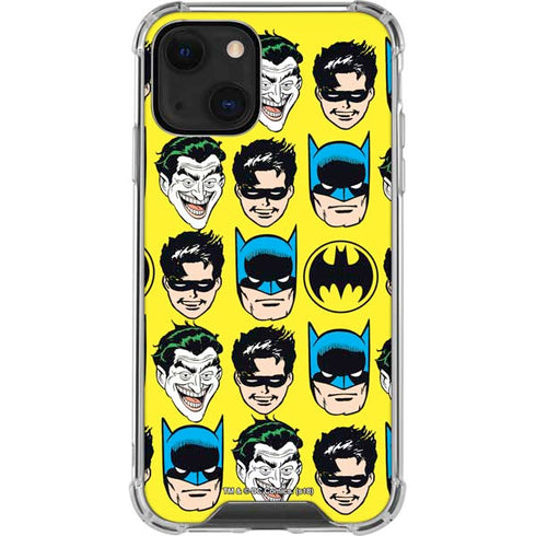 DC Comics Batman Vintage Character Pattern - Joker and Robin iPhone 14 Plus Clear Case