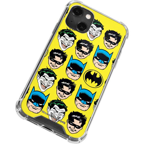 DC Comics Batman Vintage Character Pattern - Joker and Robin iPhone 14 Plus Clear Case