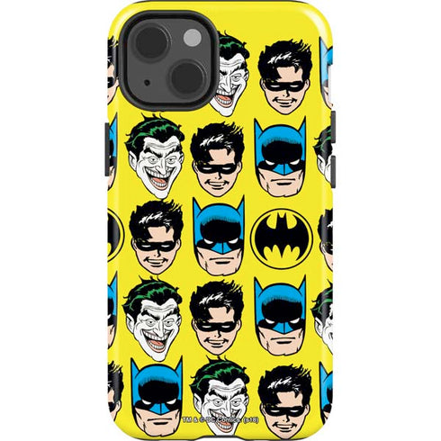 DC Comics Batman Vintage Character Pattern - Joker and Robin iPhone 15 Impact Case