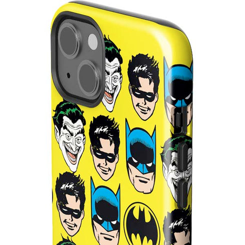 DC Comics Batman Vintage Character Pattern - Joker and Robin iPhone 15 Impact Case