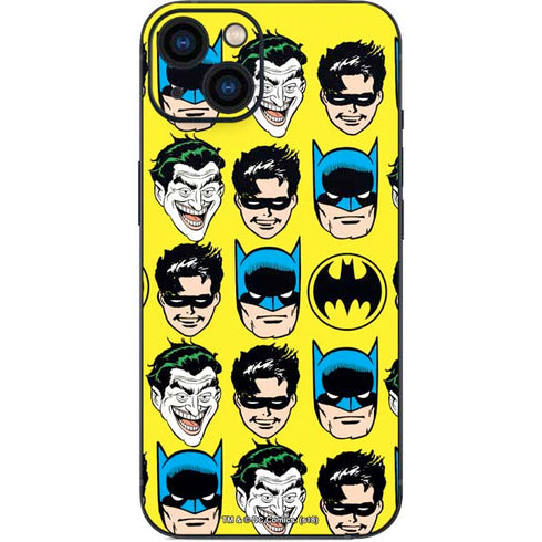 DC Comics Batman Vintage Character Pattern - Joker and Robin iPhone 15 Plus Skin
