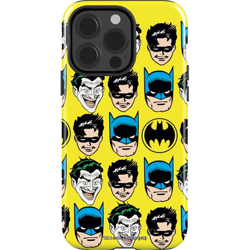 DC Comics Batman Vintage Character Pattern - Joker and Robin iPhone 15 Pro Impact Case