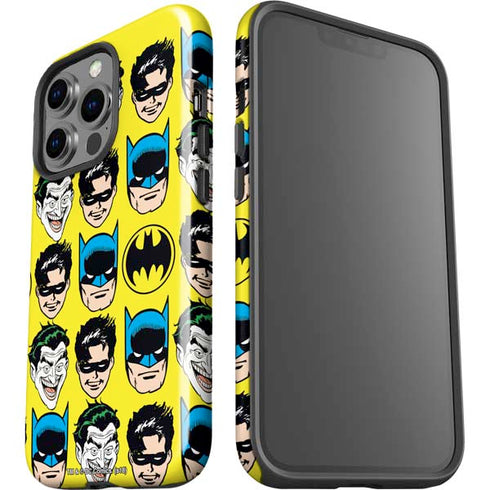 DC Comics Batman Vintage Character Pattern - Joker and Robin iPhone 15 Pro Impact Case