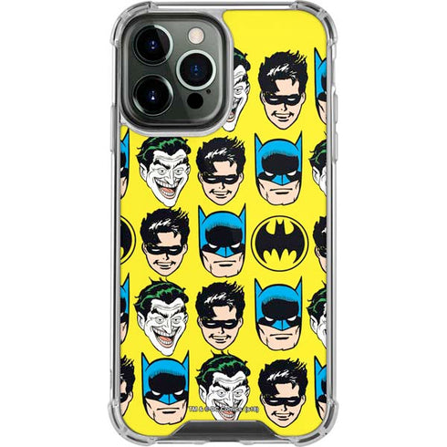 DC Comics Batman Vintage Character Pattern - Joker and Robin iPhone 14 Pro Max Clear Case