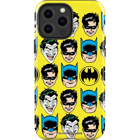 DC Comics Batman Vintage Character Pattern - Joker and Robin iPhone 15 Pro Max Impact Case