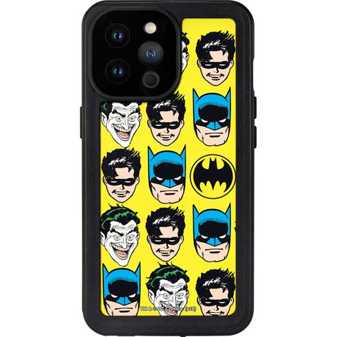 DC Comics Batman Vintage Character Pattern - Joker and Robin iPhone 14 Pro Max Waterproof Case