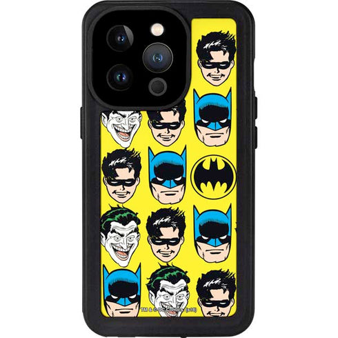 DC Comics Batman Vintage Character Pattern - Joker and Robin iPhone 14 Pro Waterproof Case