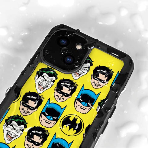 DC Comics Batman Vintage Character Pattern - Joker and Robin iPhone 15 Plus Waterproof Case