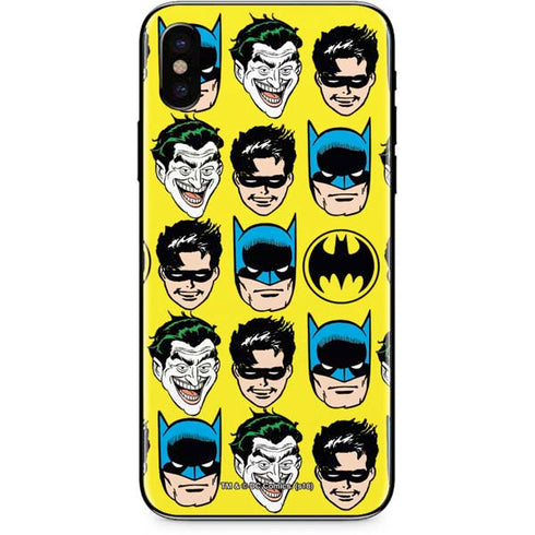 DC Comics Batman Vintage Character Pattern - Joker and Robin iPhone X Skin