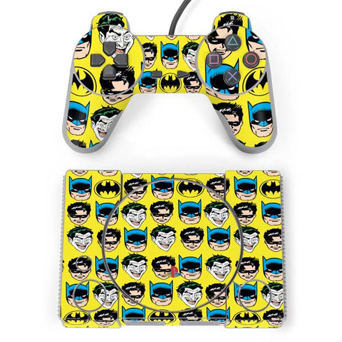 DC Comics Batman Vintage Character Pattern - Joker and Robin PlayStation Classic Bundle Skin