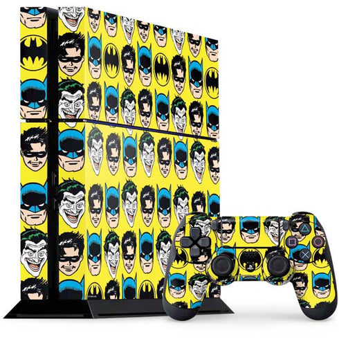 DC Comics Batman Vintage Character Pattern - Joker and Robin PS4 Console and Controller Bundle Skin