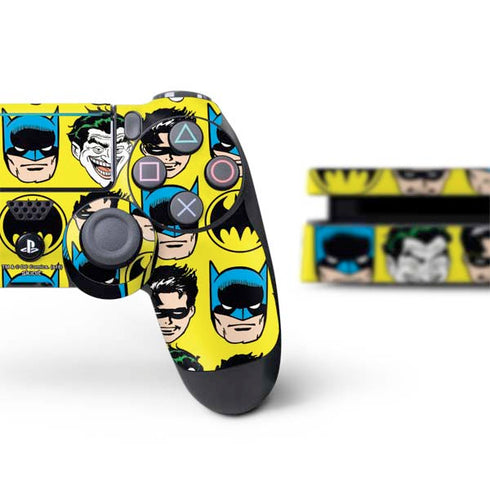 DC Comics Batman Vintage Character Pattern - Joker and Robin PS4 Slim Bundle Skin