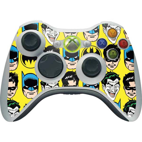 DC Comics Batman Vintage Character Pattern - Joker and Robin Xbox 360 Wireless Controller Skin