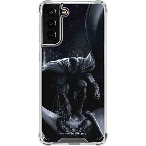 DC Comics Arkham Origins Batman In action pose Galaxy S21 Plus 5G Clear Case
