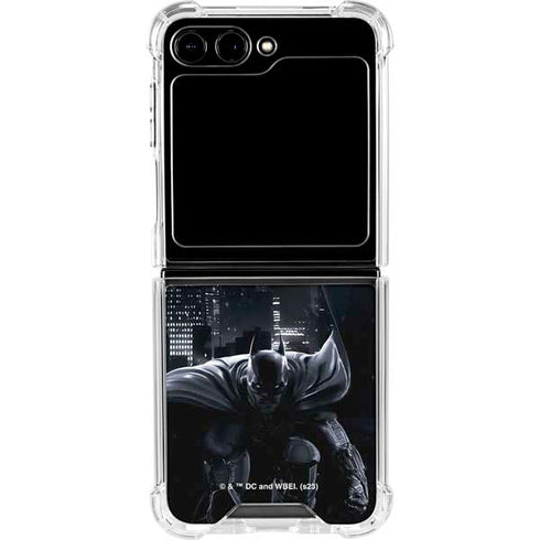 DC Comics Arkham Origins Batman In action pose Galaxy Z Flip5 5G Clear Case