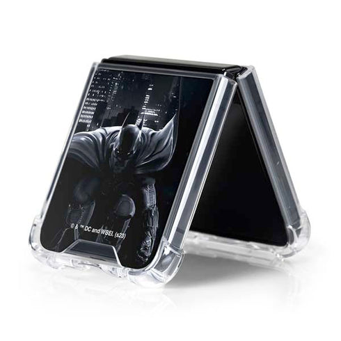 DC Comics Arkham Origins Batman In action pose Galaxy Z Flip5 5G Clear Case