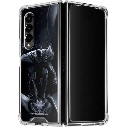 DC Comics Arkham Origins Batman In action pose Galaxy Z Fold4 5G Clear Case