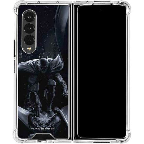 DC Comics Arkham Origins Batman In action pose Galaxy Z Fold4 5G Clear Case