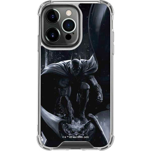 DC Comics Arkham Origins Batman In action pose iPhone 15 Pro Clear Case