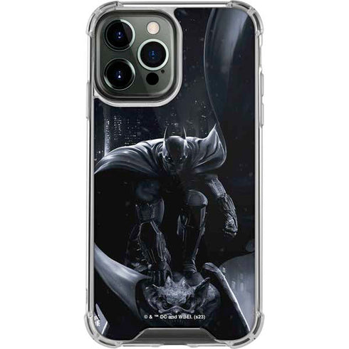 DC Comics Arkham Origins Batman In action pose iPhone 14 Pro Max Clear Case