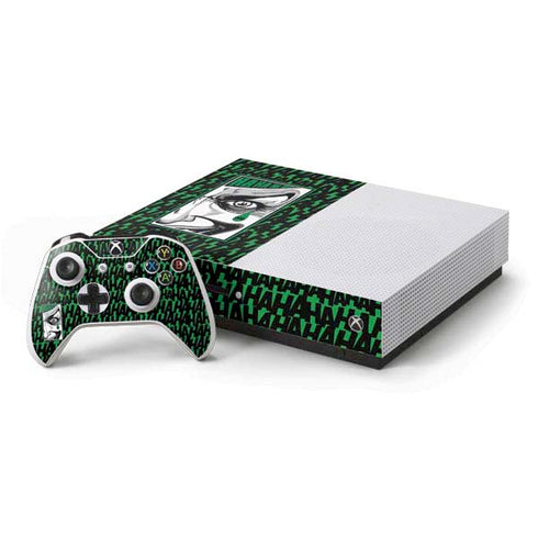 DC Comics The Joker Teardrop Card Xbox One S Console and Controller Bundle Skin