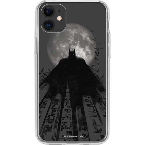 DC Comics Batman On City with Moon Art iPhone 11 Clear Case