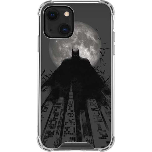 DC Comics Batman On City with Moon Art iPhone 13 Mini Clear Case
