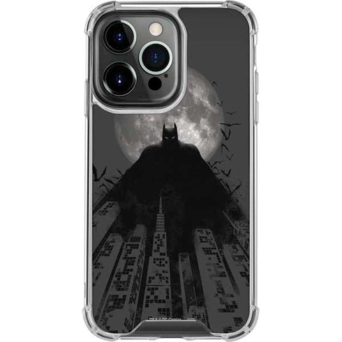 DC Comics Batman On City with Moon Art iPhone 13 Pro Clear Case