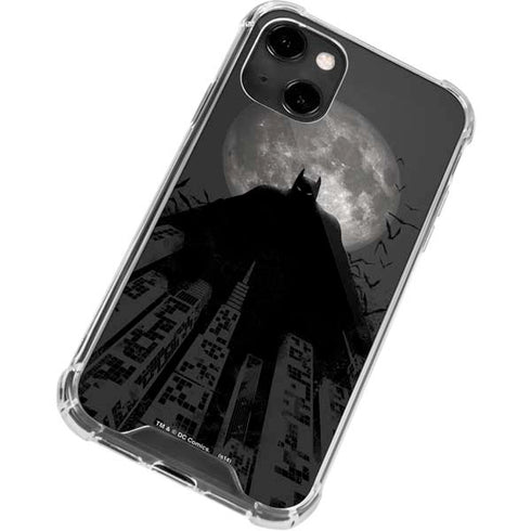 DC Comics Batman On City with Moon Art iPhone 14 Clear Case