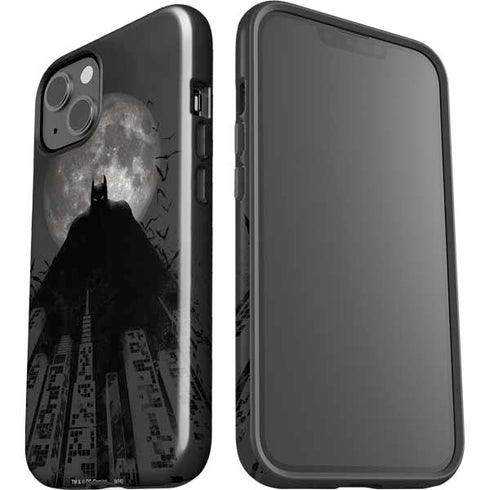 DC Comics Batman On City with Moon Art iPhone 15 Plus Impact Case