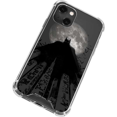 DC Comics Batman On City with Moon Art iPhone 14 Plus Clear Case
