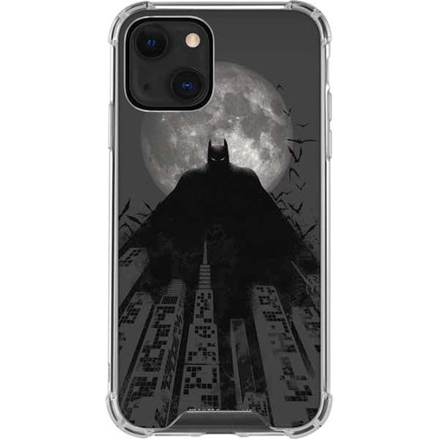 DC Comics Batman On City with Moon Art iPhone 14 Plus Clear Case