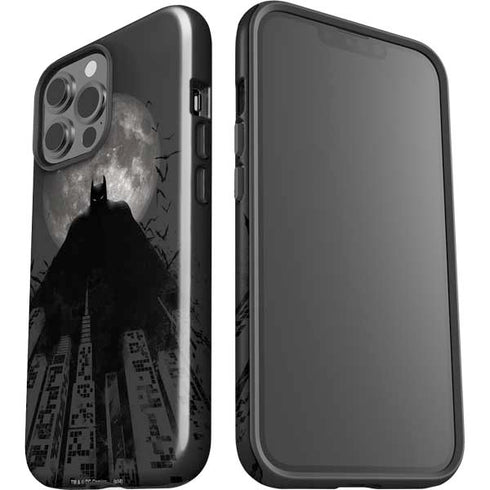 DC Comics Batman On City with Moon Art iPhone 15 Pro Max Impact Case