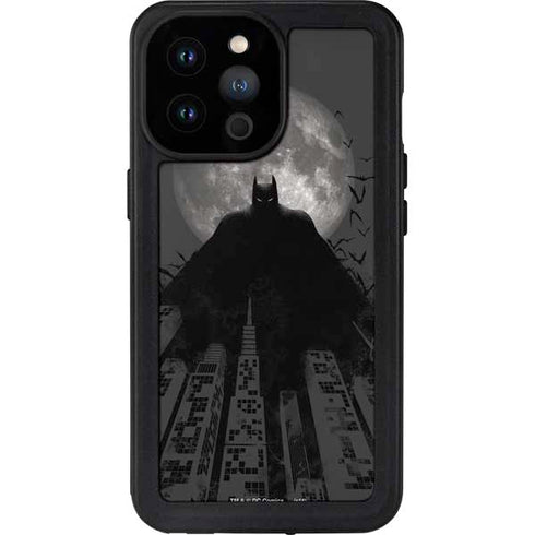 DC Comics Batman On City with Moon Art iPhone 14 Pro Max Waterproof Case